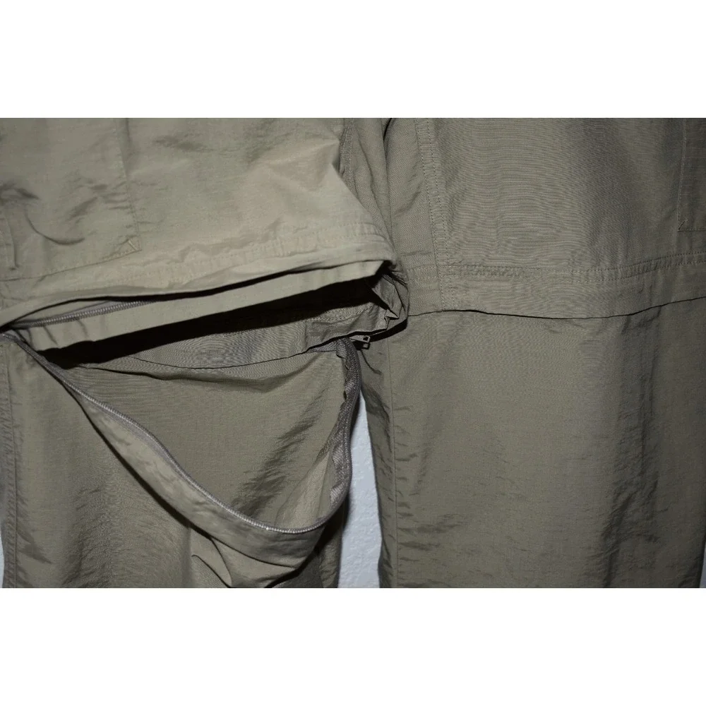 Columbia MENS XL Cargo Convertable Pants Zip-Off Khaki Green Hiking Lightweight